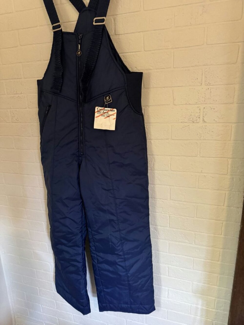 Vintage JCPenney Boys Ski Wear Navy Ski Bib Overalls (C5ZFB) - Closet
